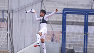 Manuel Sanchez celebrates his goal 1-0 of Pumas during the second leg match between Pumas UNAM and Rayados de Monterrey, of Basic Forces U-18, Torneo Apertura 2023 Liga BBVA MX, at Olimpico Universitario Stadium, December 02, 2023, in Mexico City, CDMX.