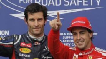 <b>EN LO MÁS ALTO. </b>Alonso superó a los Red Bull de Vettel y Webber.