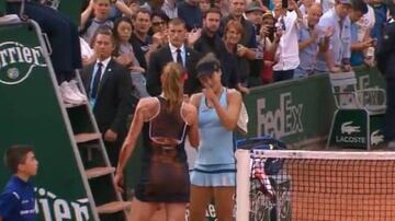 Maria (right) angrily confronts Cornet after the match.