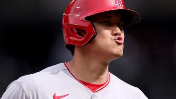 SEATTLE, WASHINGTON - APRIL 05: Shohei Ohtani #17 of the Los Angeles Angels reacts during the sixth inning against the Seattle Mariners at T-Mobile Park on April 05, 2023 in Seattle, Washington. Steph Chambers/Getty Images/AFP (Photo by Steph Chambers / GETTY IMAGES NORTH AMERICA / Getty Images via AFP)