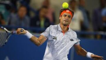 El espa&ntilde;ol David Ferrer durante su partido contra el suizo Stan Wawrinka, en el que se impuso. 