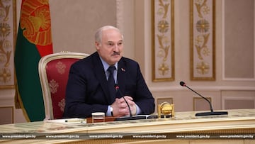 Belarusian President Alexander Lukashenko attends a meeting with the governor of Russia's Vladimir Region Alexander Avdeyev, in Minsk, Belarus, May 16, 2023. Press Service of the President of the Republic of Belarus/Handout via REUTERS ATTENTION EDITORS - THIS IMAGE WAS PROVIDED BY A THIRD PARTY. MANDATORY CREDIT. WATERMARK FROM SOURCE.