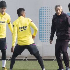 Setién, preocupado: Umtiti, sigue sin entrenar por molestias en su rodilla