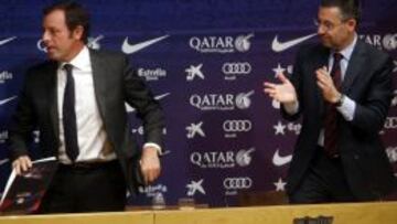 Momento en el que Rosell deja su cargo en manos de Josep Maria Bartomeu.