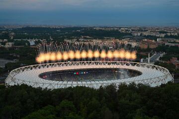 Ceremonia de apertura de la Euro 2020 en el estadio Olí­mpico de Roma.