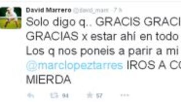 Marrero manda a los cr¨ªticos en Twitter "a comer mierda"