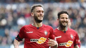 Osasuna celebra uno de sus goles al Mallorca.