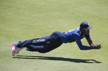 De Villiers is caught by England's Chris Jordan.