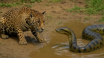 Anaconda vs jaguar - artist's impression