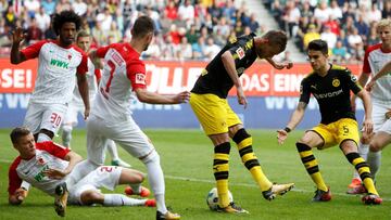 Soccer Football - Bundesliga - FC Augsburg vs Borussia Dortmund - Augsburg Arena, Augsburg, Germany - September 30, 2017   Borussia Dortmund&rsquo;s Andriy Yarmolenko scores their first goal      REUTERS/Michaela Rehle    DFL RULES TO LIMIT THE ONLINE USAGE DURING MATCH TIME TO 15 PICTURES PER GAME. IMAGE SEQUENCES TO SIMULATE VIDEO IS NOT ALLOWED AT ANY TIME. FOR FURTHER QUERIES PLEASE CONTACT DFL DIRECTLY AT + 49 69 650050