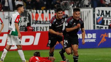 Futbol, Colo Colo vs Palestino.
Semifinal, Copa Chile 2023.
El jugador de Colo Colo Vicente Pizarro, celebra su gol contra Palestino durante el partido de Copa Chile disputado en el estadio Monumental en Santiago, Chile.
01/08/2023
Marcelo Hernandez/Photosport
Football, Colo Colo vs Palestino.
Semifinals, 2023 Copa Chile.
Colo Colo's player Vicente Pizarro,, celebrates his goal against Palestino during the Copa Chile match at the Monumental stadium in Santiago, Chile.
01/08/2023
Marcelo Hernandez/Photosport
