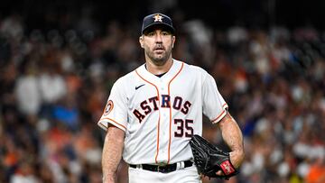 HOUSTON, TEXAS - AUGUST 22: Justin Verlander #35 of the Houston Astros pitches in the third inning against the Boston Red Sox at Minute Maid Park on August 22, 2023 in Houston, Texas.   Logan Riely/Getty Images/AFP (Photo by Logan Riely / GETTY IMAGES NORTH AMERICA / Getty Images via AFP)