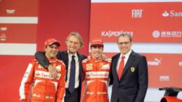 Massa, Montezemolo, Alonso y Domenicali, ayer.