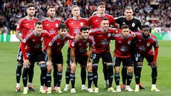 Formación inicial del Celta en el Santiago Bernabéu.