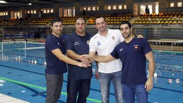 16/02/15 FEDERACION ESPAÑOLA DE NATACION PRESENTACION TORNEO DE WATERPOLO ZIVKO GOCIC DEJAN SAVIV GABI HERNANDEZ MARC MINGUELL
