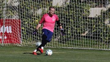 Alberto, en un entrenamiento del Rayo.