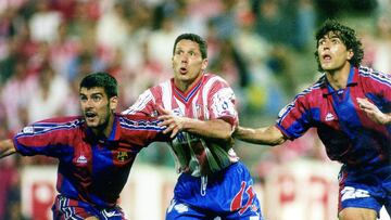 El 10 de abril de 1996 el equipo venció por 1-0 al Barcelona en el Estadio de la Romareda, con un gol marcado de cabeza por el serbio Pantic a pase del lateral Delfí Geli. El Atlético de Madrid se proclamaba campeón de la Copa del Rey por novena vez en su historia. En la imagen Guardiola, Simeone y Nadal en el partido de la final de la Copa del Rey.