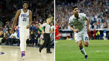 Joel Embiid y Marcos Asensio.