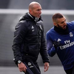 Guiño de Benzema a Zidane tras el entrenamiento: "Clase alta"
