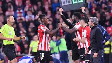 01/02/26 PARTIDO PRIMERA DIVISION JORNADA 22
ATHLETIC BILBAO - REAL SOCIEDAD
NICO WILLIAMS CAMBIO SUSTITUCION IÑAKI WILLIAMS