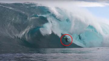 Surfista sufriendo un wipeout en Shipstern Bluff, abril del 2024.