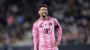 LOS ANGELES, CALIFORNIA - FEBRUARY 21: Lionel Messi #10 of Inter Miami CF reacts during the MLS match between Los Angeles Football Club and Inter Miami CF at Los Angeles Memorial Coliseum on February 21, 2026 in Los Angeles, California. Ryan Sirius Sun/Getty Images/AFP (Photo by Ryan Sirius Sun / GETTY IMAGES NORTH AMERICA / Getty Images via AFP)