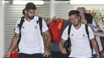 Diego Costa y Koke, en Barajas tras su participación en el Mundial de Rusia.