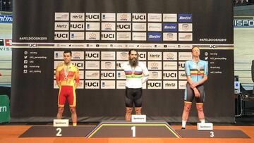 Podio del Mundial de ciclismo en pista adaptado.