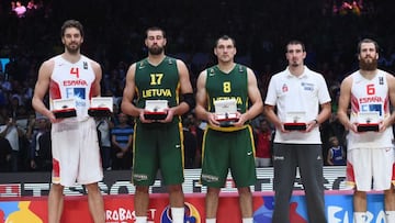 Gasol, Valanciunas, Maciulis, De Colo y Sergio Rodr&iacute;guez.