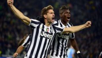 Llorente y Pogba celebran uno de los goles.