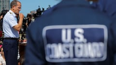 Rear Admiral John Mauger, the First Coast Guard District commander, speaks during a press conference updating about the search of the missing OceanGate Expeditions submersible, which is carrying five people to explore the wreck of the sunken Titanic, in Boston, Massachusetts, U.S., June 22, 2023.  REUTERS/Brian Snyder