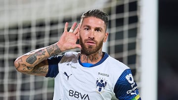 Sergio Ramos celebrates his goal 0-1 of Monterrey during the 11th round match between Cruz Azul and Monterrey as part of the Liga BBVA MX, Torneo Clausura 2025 at Olimpico Universitario Stadium, on March 08, 2025 in Mexico City, Mexico.
