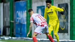 Johan Mojica en el partido entre Guijuelo y Villarreal por la segunda fase de la Copa del Rey.