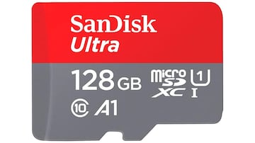 Tarjeta microSD de 128 GB Sandisk.