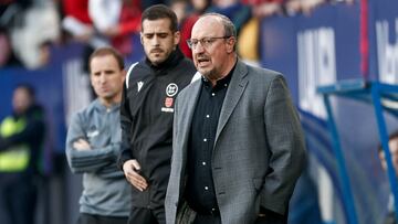 El entrenador del Celta, Rafa Benítez, durante el partido de la Liga entre el Osasuna y el Celta, este domingo en El Sadar.