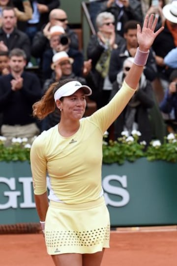 Alegría de Muguruza al ganar el partido.