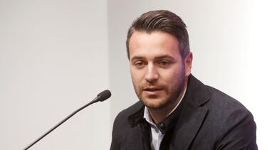 09/12/21. VALLADOLID RUEDA DE PRENSA DE GONZALO PLATA PARA DAR EXPLICACIONES POR SU ACCIDENTE DE COCHE EN EL QUE DIO POSITIVOEN CONTROL DE ALCOHOLEMIA
FRAN SANCHEZ DIRECTOR DEPORTIVO