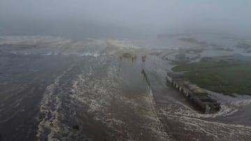 Tsunami waves flood an area after a powerful magnitude 8.8 earthquake struck off Russia's far eastern Kamchatka Peninsula, in Severo-Kurilsk, Sakhalin Region, Russia, July 30, 2025, in this still image taken from video. Kamchatka branch of the Geophysical Survey of the Russian Academy of Sciences/Handout via REUTERS THIS IMAGE HAS BEEN SUPPLIED BY A THIRD PARTY. NO RESALES. NO ARCHIVES. MANDATORY CREDIT TPX IMAGES OF THE DAY
