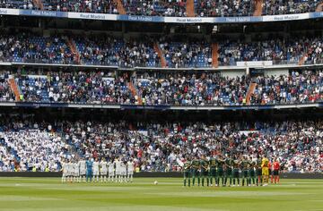 El Santiago Bernabéu guardó un minuto de silencio en memoria de Junquera, portero del Real Madrid entre 1966 y 1975.