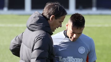Inzaghi y Lautaro, durante un entrenamiento.