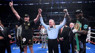 Tyson Fury y Deontay Wilder tras su primer combate.