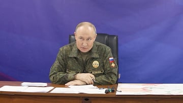 Russian President Vladimir Putin speaks, as he visits the army command centre in the course of the Russia-Ukraine conflict, in an unidentified location, in this still image taken from a video released October 26, 2025. Kremlin.ru/Handout via REUTERS ATTENTION EDITORS - THIS IMAGE WAS PROVIDED BY A THIRD PARTY. MANDATORY CREDIT.