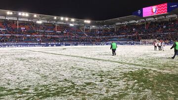 Aspecto de El Sadar en el partido suspendido Osasuna-Nàstic.