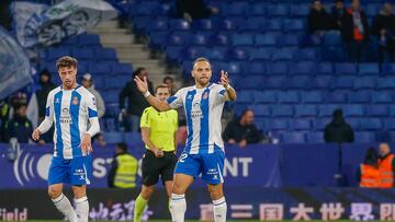 Braithwaite celebra un gol con el Espanyol.