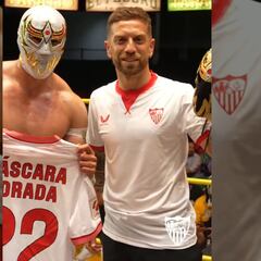 Jugadores del Sevilla visitan la Arena Coliseo de Guadalajara