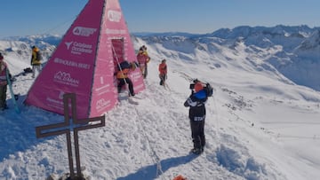 Núria Castán en el portillón de salida de Baqueira Beret durante el Freeride World Tour