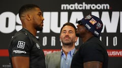 FILE PHOTO: Boxing - Anthony Joshua & Dillian Whyte Press Conference - Hilton London Syon Park, London, Britain - July 10, 2023 Anthony Joshua and Dillian Whyte go head to head as promoter Eddie Hearn looks on Action Images via Reuters/Matthew Childs/File Photo