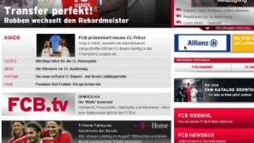 <b>FÚTBOL </b>Página web del Bayern Múnich.