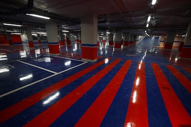 Vista del aparcamiento para jugadores en el nuevo estadio.