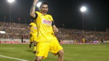 Rubens Sambueza celebrando su tanto frente a Chipas, en la última victoria americanista en territorio chiapaneco, en el Clausura 2013.